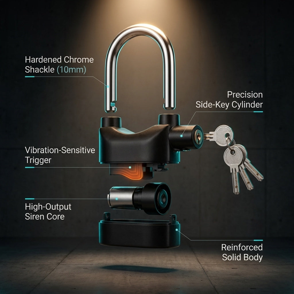 Anti-theft alarm padlock with removable shackle – CartyBuk