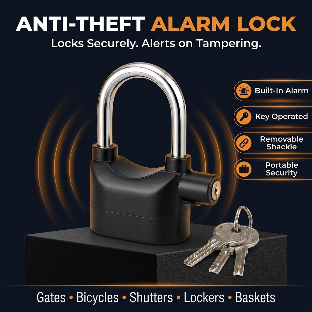 Anti-theft alarm padlock front view – CartyBuk