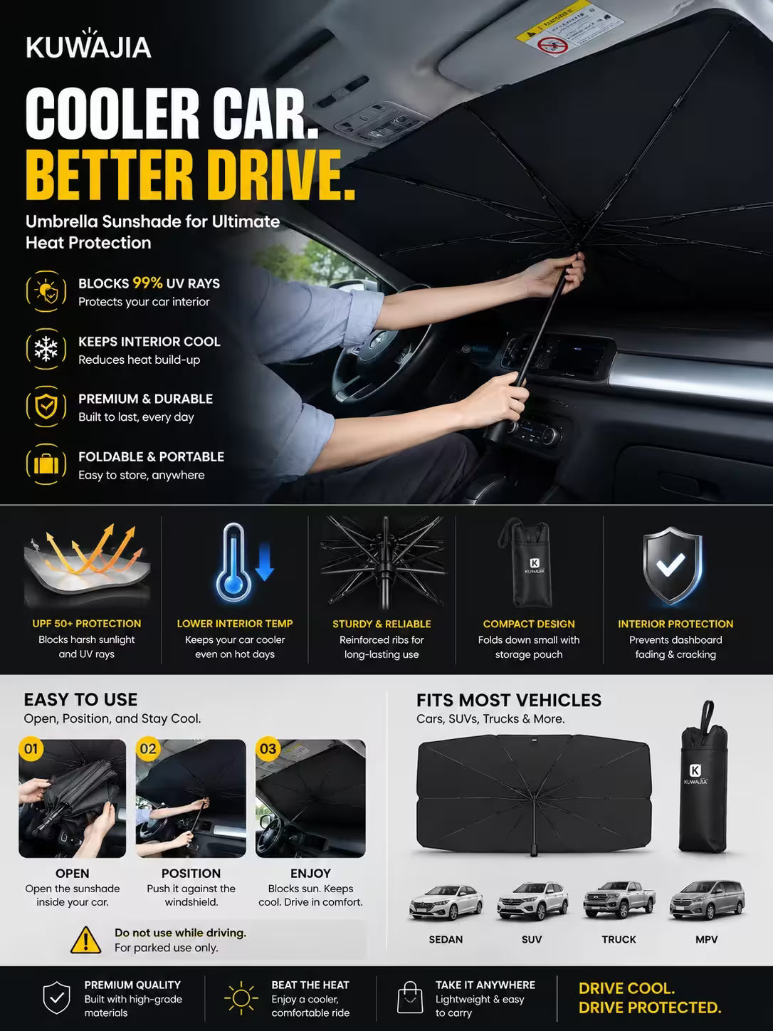 Car Sun Shade Protector Umbrella Style