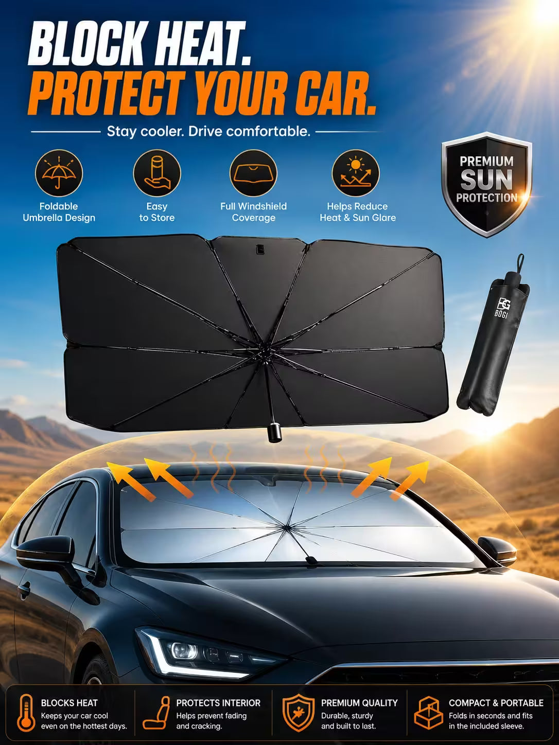 Car Sun Shade Protector Umbrella Style