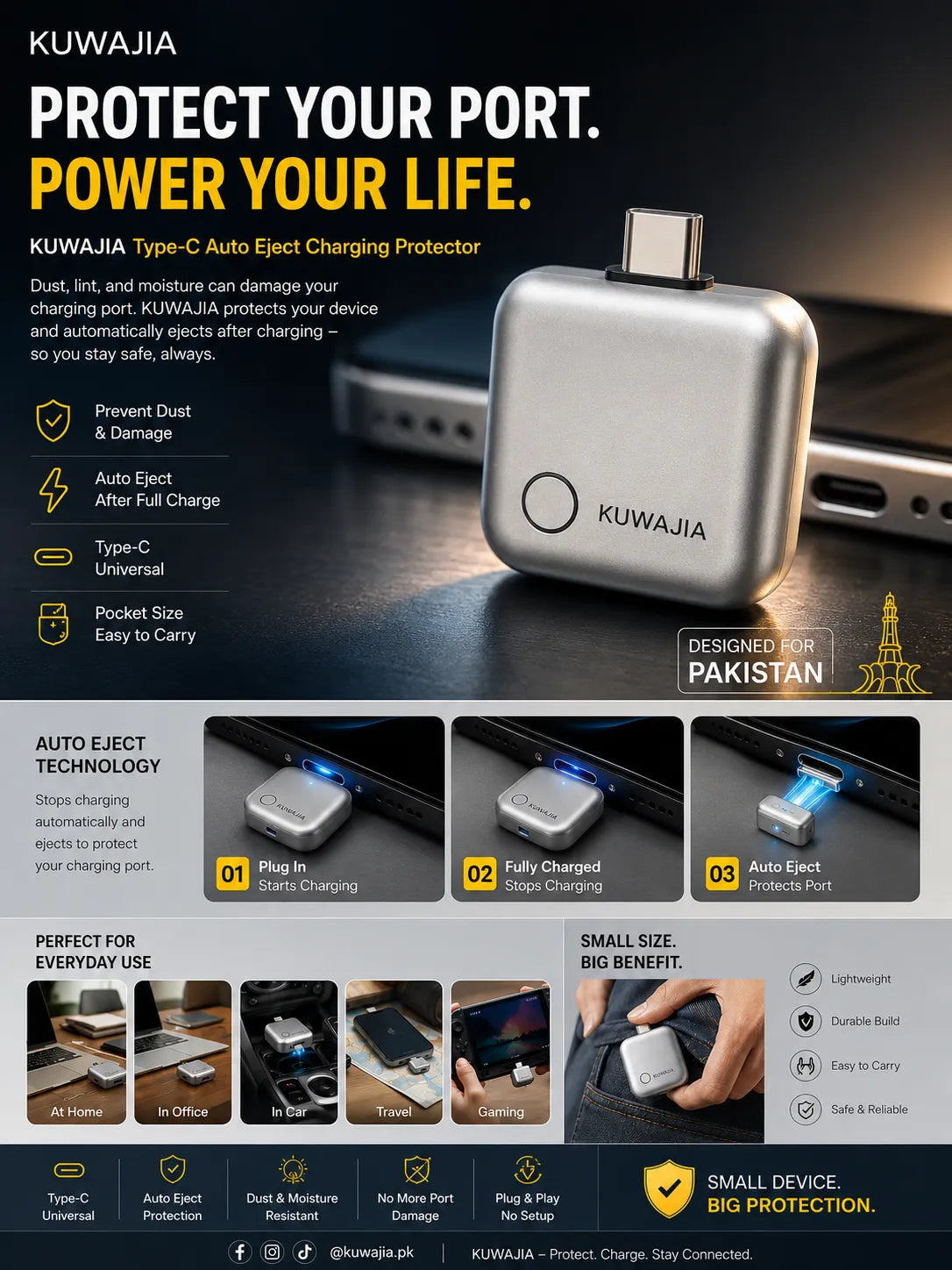 KUWAJIA Type-C Auto Eject Charging Protector