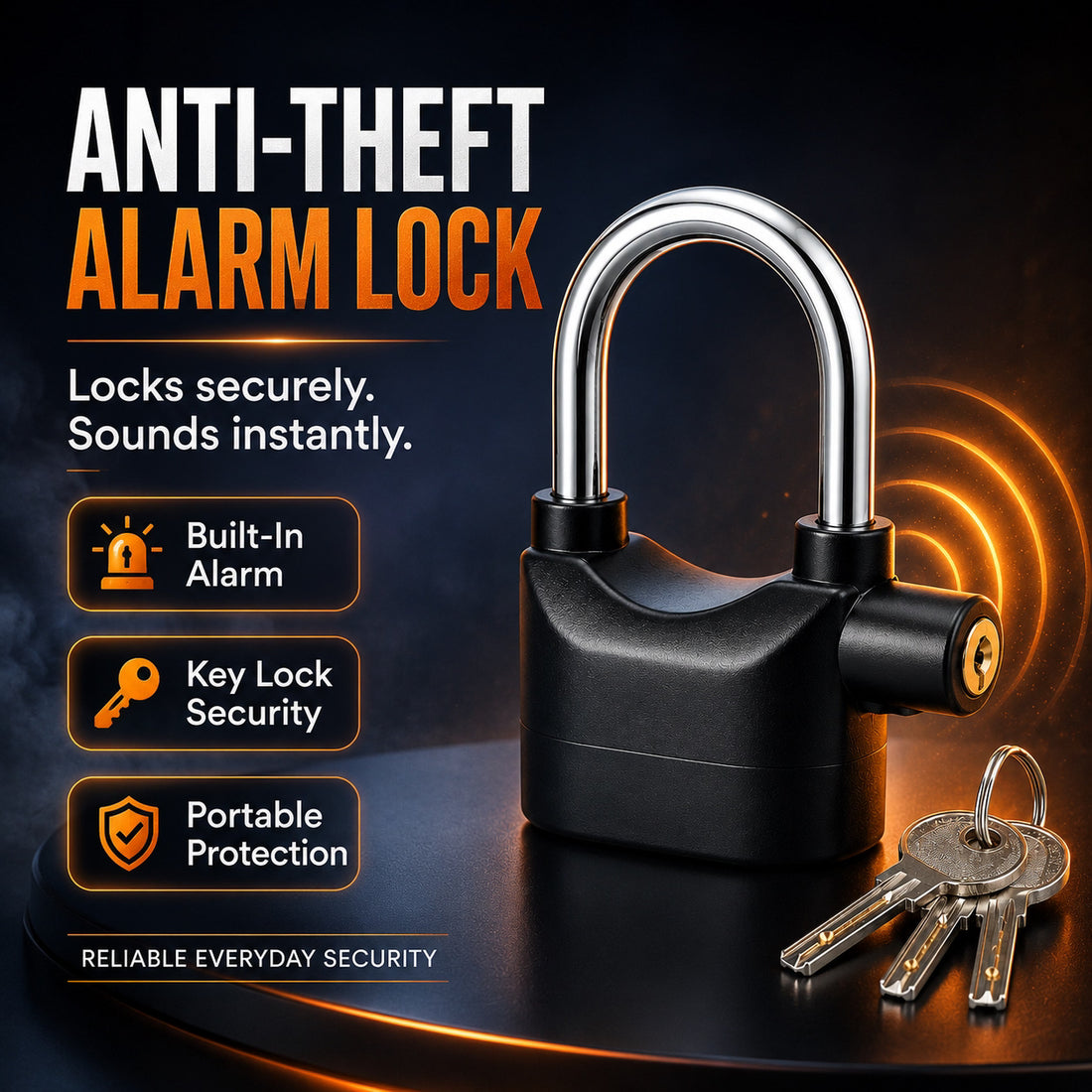 Anti-theft alarm padlock product photo – CartyBuk
