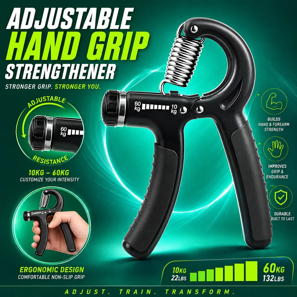 Adjustable Grip Strengthener with Counter